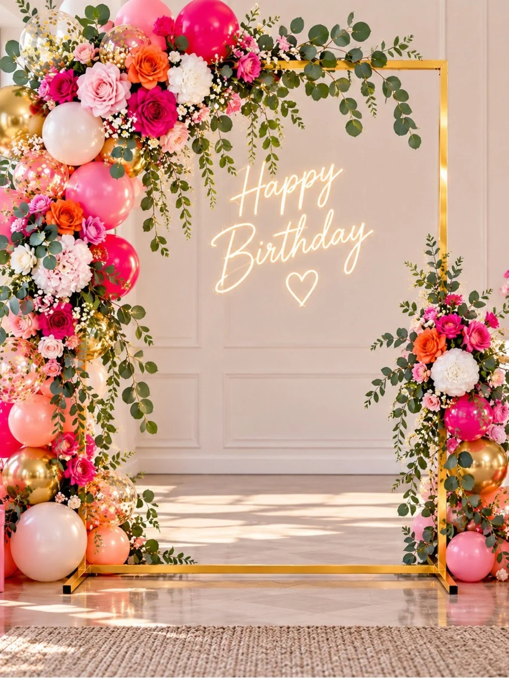 Gold Floral Arch Backdrop 6.6 x 4ft